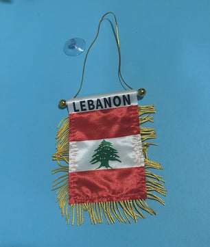 Libanon Vlag voor Autoraam - 8x12cm Polyester Dubbelzijdig Bedrukt Mini Vlaggetje