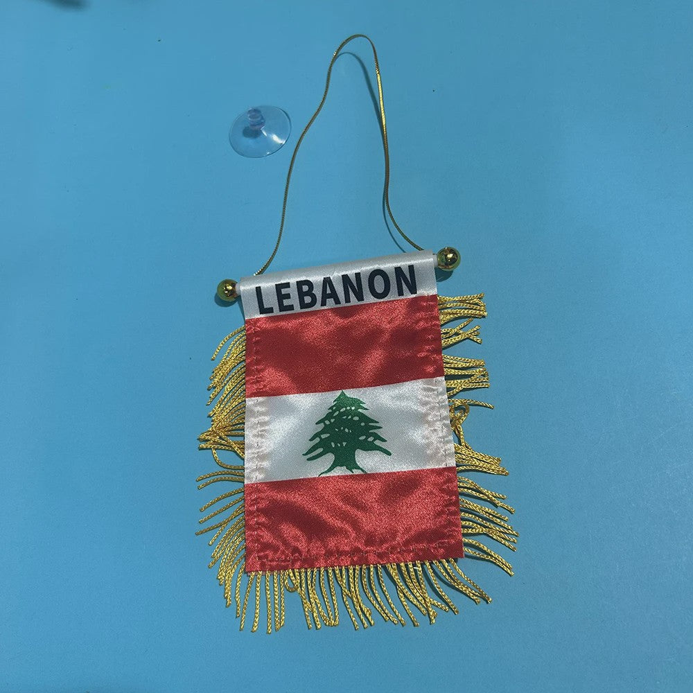 Libanon Vlag voor Autoraam - 8x12cm Polyester Dubbelzijdig Bedrukt Mini Vlaggetje