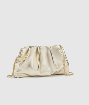 Luxe Plissé Avondtas met Gouden Ketting - Clutch & Schoudertas voor Feestelijke Gelegenheden