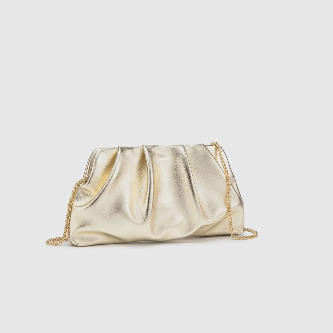Luxe Plissé Avondtas met Gouden Ketting - Clutch & Schoudertas voor Feestelijke Gelegenheden
