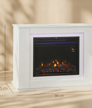 Elektrische Inbouwhaard Homcom 1000/2000W met Realistisch Vlammenspel en 12 Kleuren