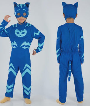 Kinder Verkleedkostuum Blauwe Kattenheld met Masker - Perfect voor Feestjes & Halloween