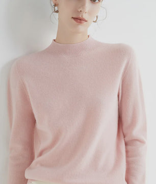 Dames Pullover Trui met Halve Hoge Hals - Zachte Gebreide Basic Top