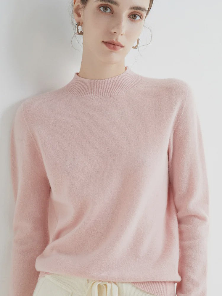 Dames Pullover Trui met Halve Hoge Hals - Zachte Gebreide Basic Top