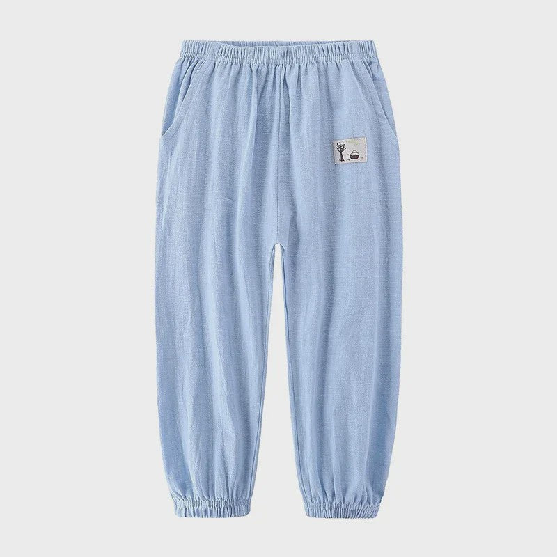 Linnen Kinderbroeken voor Jongens en Meisjes - Zomerse Lange Broek met Elastische Taille (100-160cm)