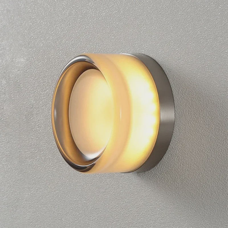 Moderne LED Wandlamp - Sfeervolle Amber & Smokey Grey Glas - Woonkamer, Hal, Studiekamer