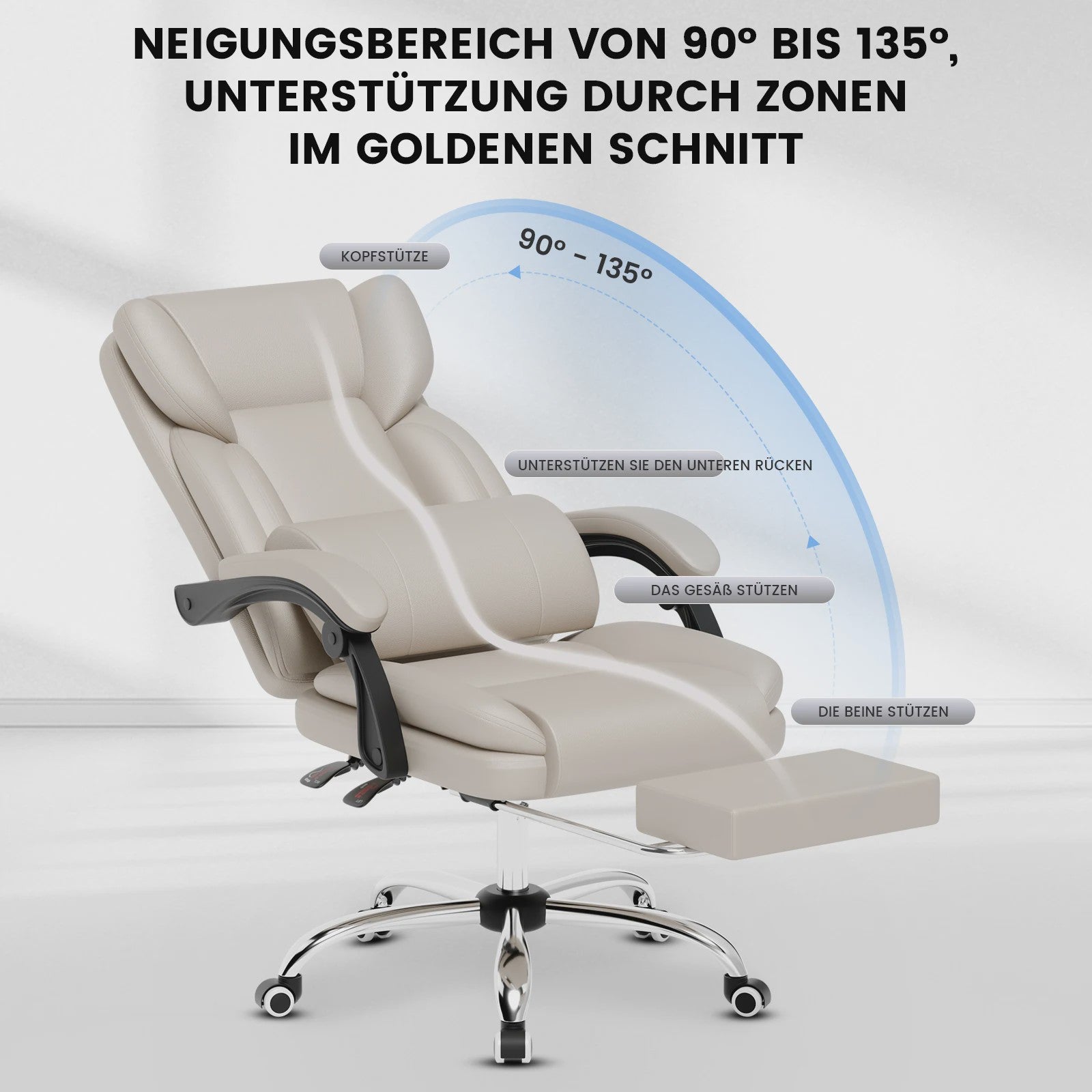Ergonomische Bureaustoel met Voetensteun en Rugondersteuning - Comfortabel Thuiswerken en Gamen