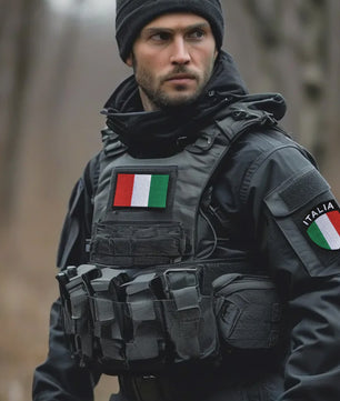 Set van 4 Italiaanse Vlag Patches met Klittenband - Borduurwerk Italia Schild