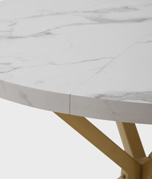 Moderne Ronde Eettafel 100cm met Marmerlook - Luxe en Stijlvol Design