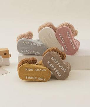 Schattige Babysokjes met Beer - Zacht Katoen, Anti-slip, Lente/Herfst