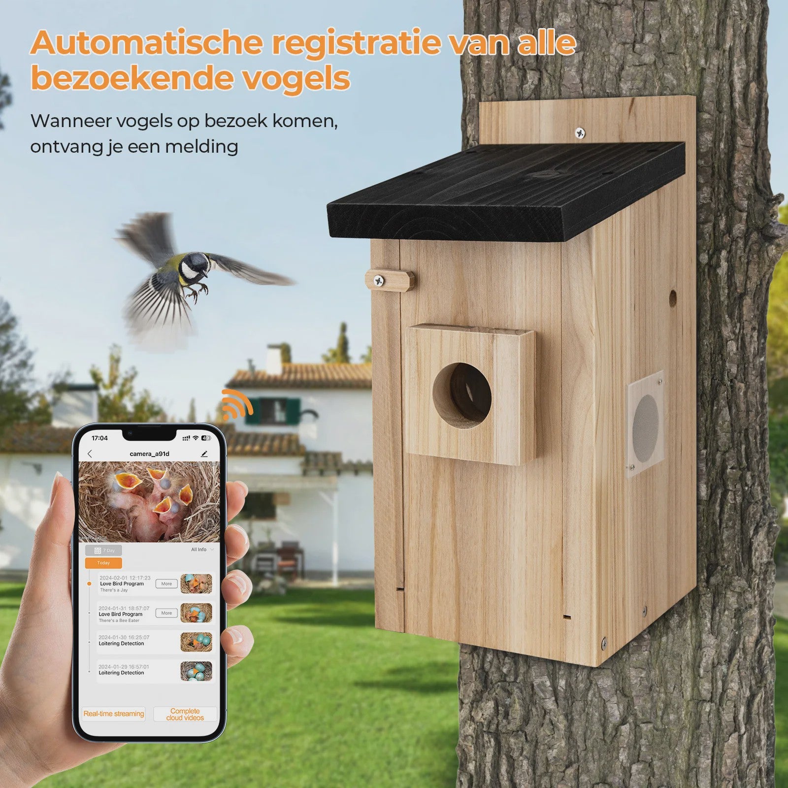 Slim Vogelhuisje met Camera: Slimme Nestkast met Bewegingsdetectie & App