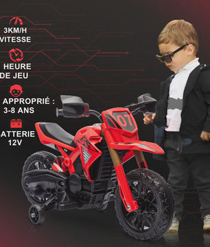 Elektrische Kinder Crossmotor 6V - Met 2 Motoren, Claxon en Zijwieltjes - Leeftijd 3-8 Jaar
