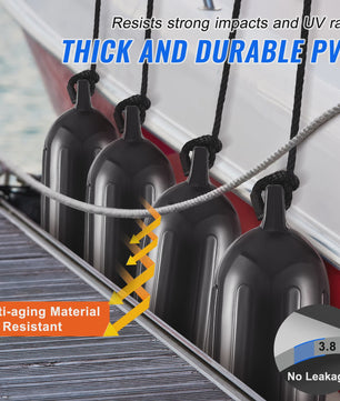 Opblaasbare Bootfender met Ribbels - Marine & Jachthaven Bescherming - Inclusief Pomp & Touwen
