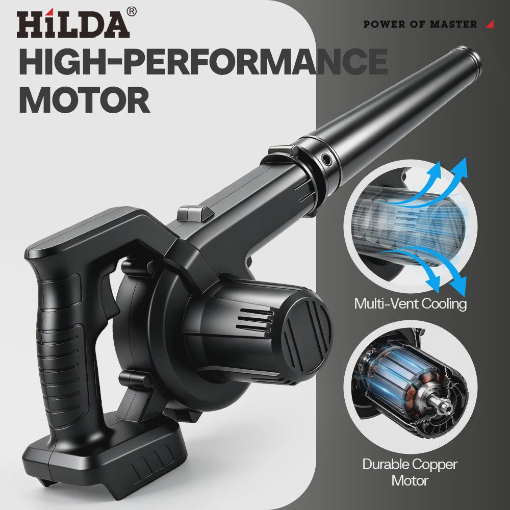 HILDA 21V Accu Bladblazer & Zuiger - Krachtige 2-in-1 Handheld Luchtblazer