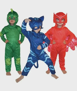 PJ Masks Kinderkostuum - Gekko, Catboy & Owlette Jumpsuit met Masker