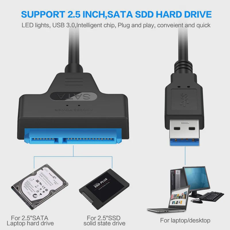 SATA naar USB 3.0/2.0 Adapterkabel voor 2.5 inch HDD/SSD - 6 Gbps