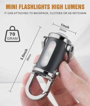 Oplaadbare Mini Zaklamp met COB Werklicht & Karabijnhaak - Compact en Waterdicht