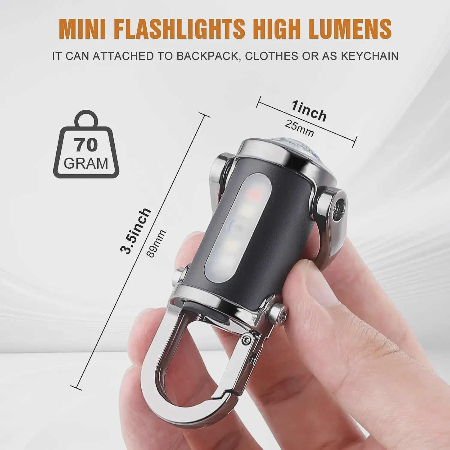 Oplaadbare Mini Zaklamp met COB Werklicht & Karabijnhaak - Compact en Waterdicht