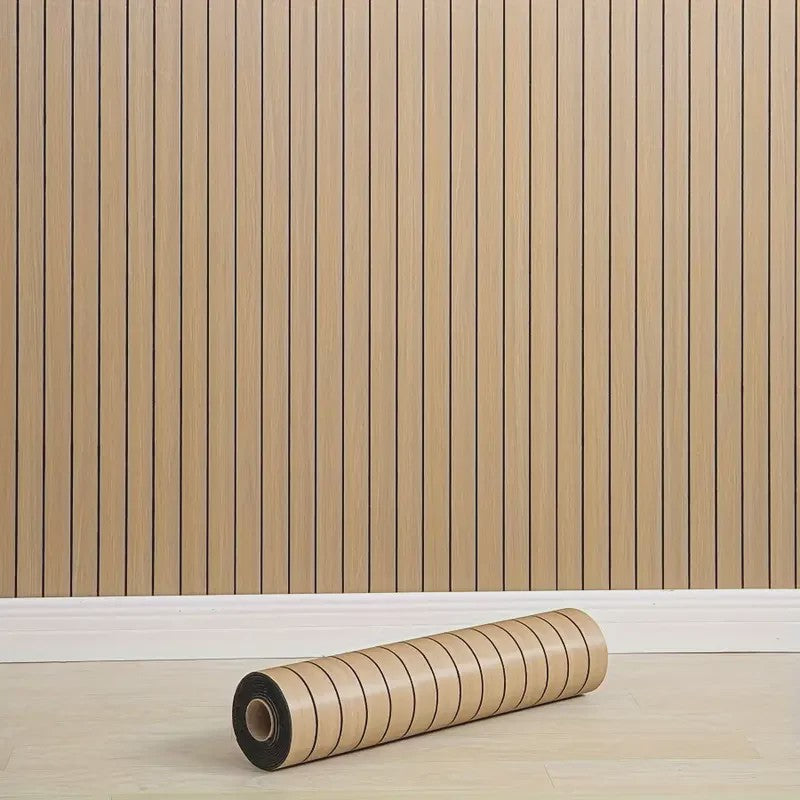 3D Houten Lamellen Behang - Zelfklevend, Waterdicht & Verdikkend - Wanddecoratie