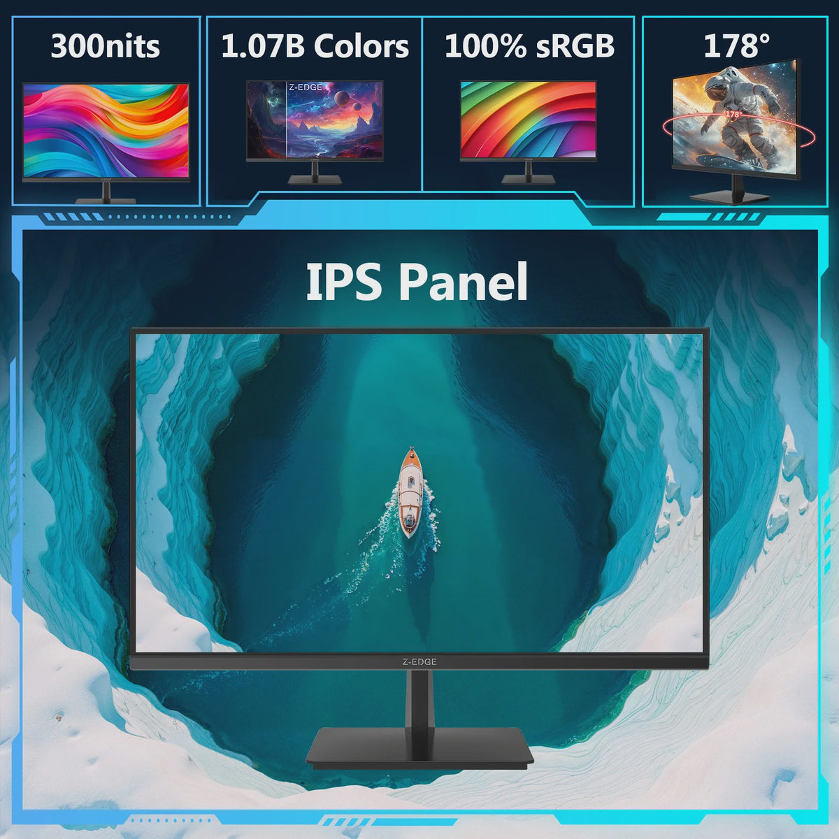 Z-EDGE 27" 4K UHD Monitor (3840x2160) IPS, 60Hz, 100% sRGB, FreeSync, HDR10
