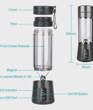 Draagbare Smoothie Blender - USB Oplaadbaar - Mini Fruit Juicer voor Shakes & Smoothies
