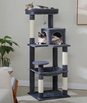 Grote Kattenboom met 5 Niveaus, Hangmat en Krabpalen voor Grote Katten