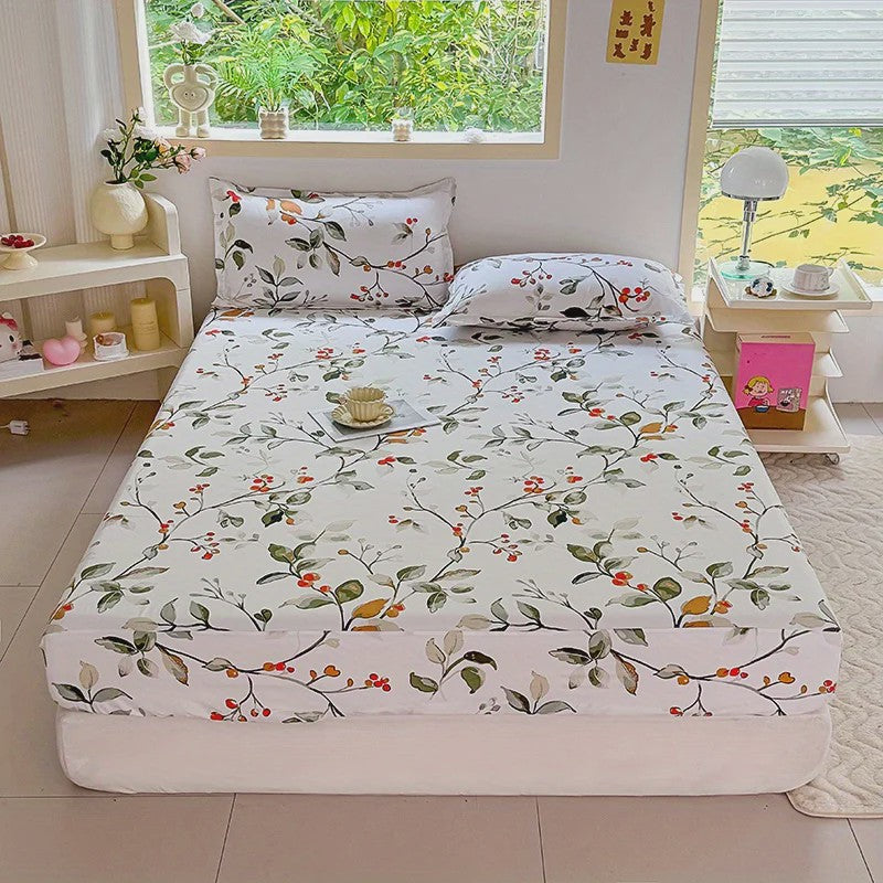 3-delige Beddengoedset met Print: Zacht, Comfortabel, 1 Hoeslaken + 2 Kussenslopen (zonder vulling)