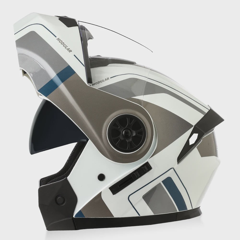 BLD Flip-Up Motorhelm Modulair ABS Dubbel Vizier DOT Goedgekeurd