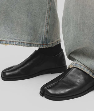Luxe Leren Heren Tabi Slippers - Retro Split-Toe Design