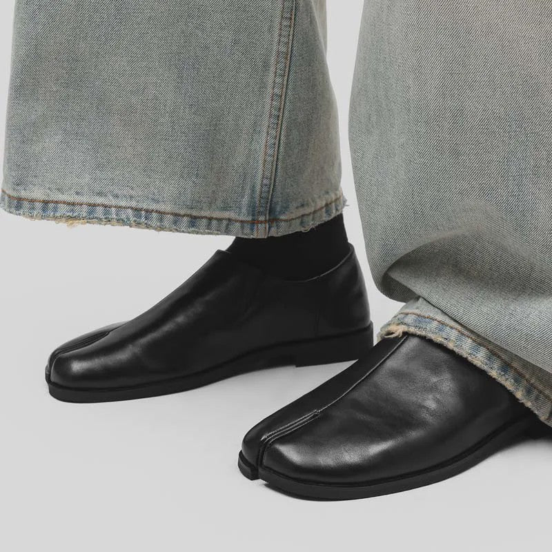 Luxe Leren Heren Tabi Slippers - Retro Split-Toe Design