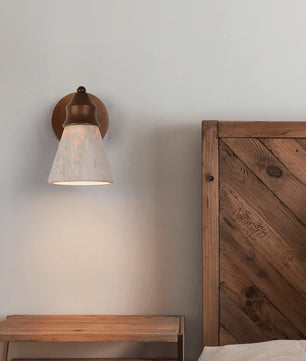 Klassieke Wandlamp van Natuursteen (Geel Travertin) - Sfeervolle Slaapkamerverlichting