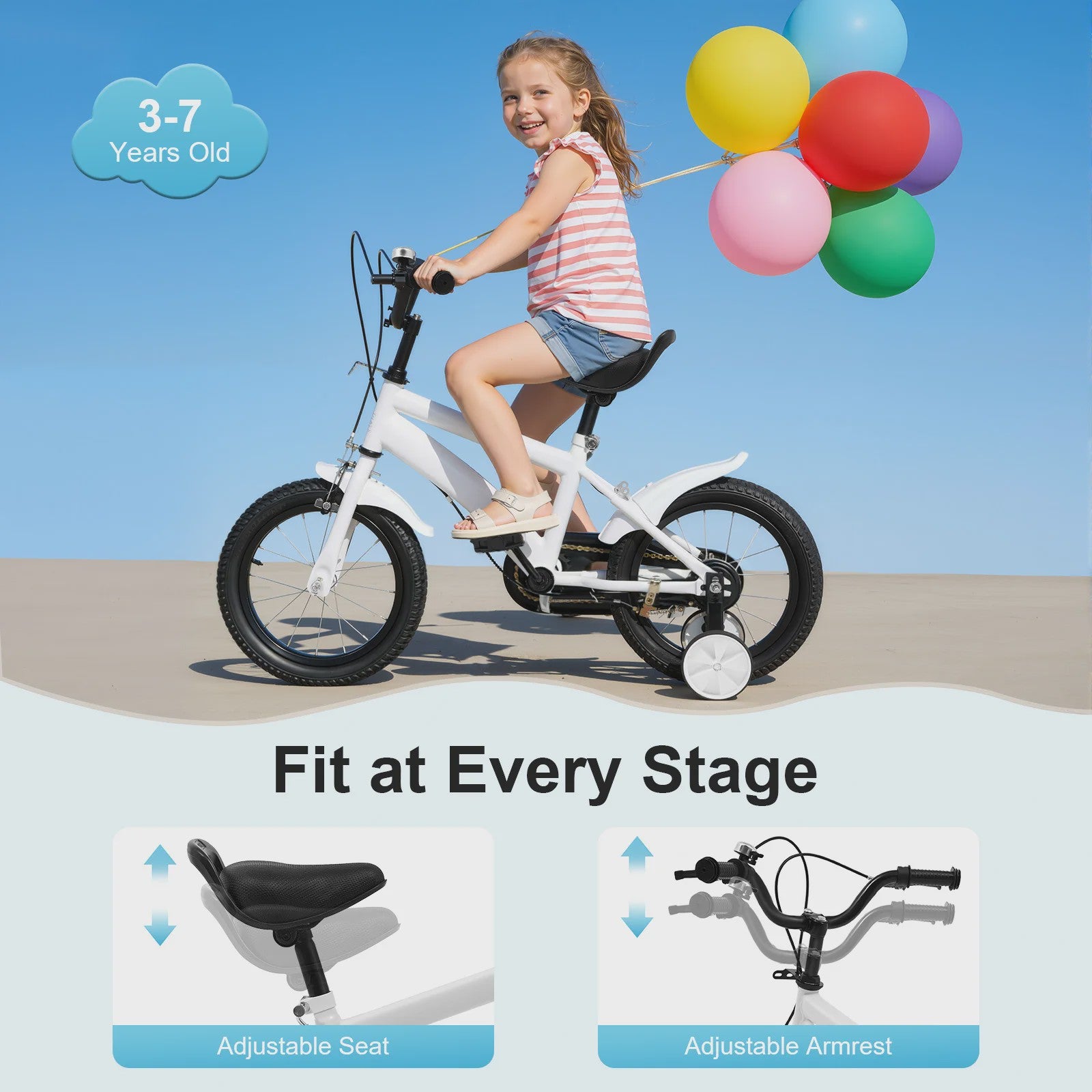 14 Inch Kinderfiets met Zijwielen - Leerfiets voor Jongens en Meisjes