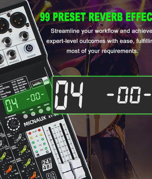 FULUODE X1-8C: Professionele 8-Kanaals Audio Mixer met 99 DSP Effecten, USB & Bluetooth