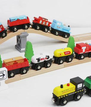 Houten Magneet Treinwagon Set - Uitbreidbaar en Compatibel met Houten Spoorsystemen