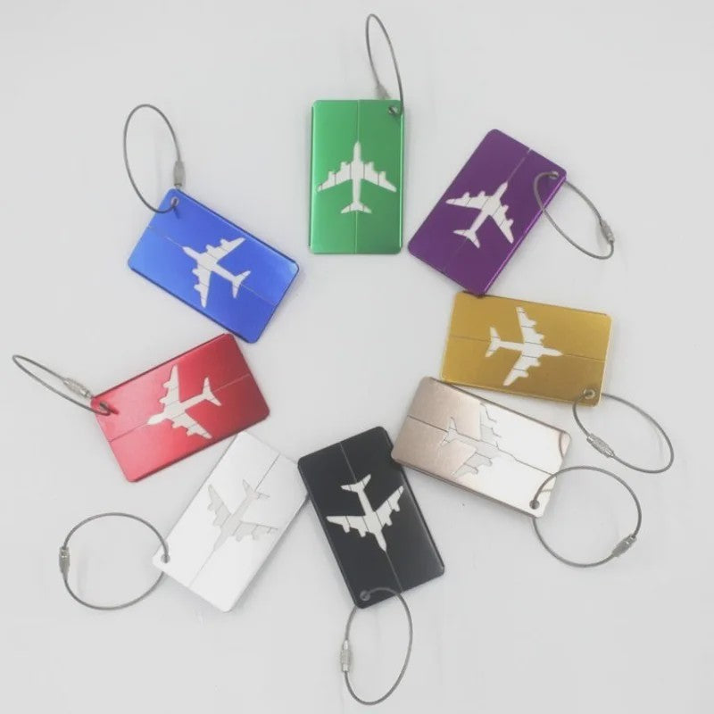 Aluminium Bagagelabel met Vliegtuig Design - Anti-verlies Kofferlabel
