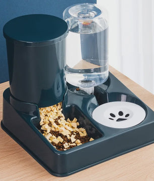 Dubbele Voer- en Waterbak voor Katten en Honden met Automatische Waterdispenser - Anti-slip & No-Spill