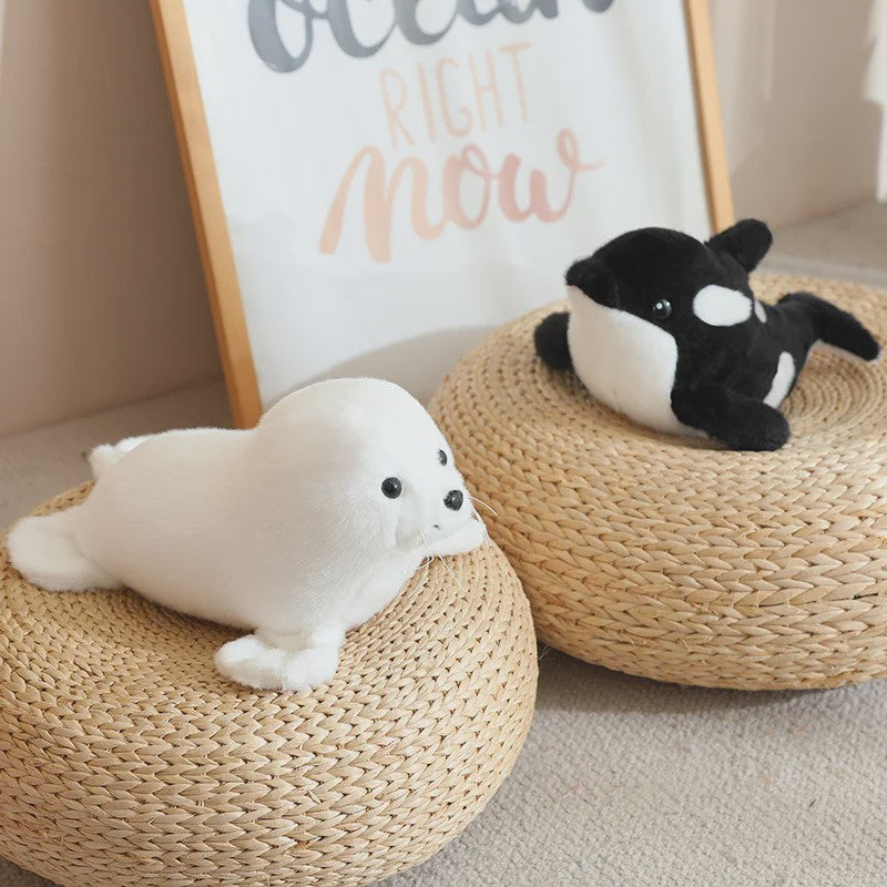 Kawaii Pluche Dieren Knuffels: Walvis, Dolfijn, Haai & Zeehond - 28cm