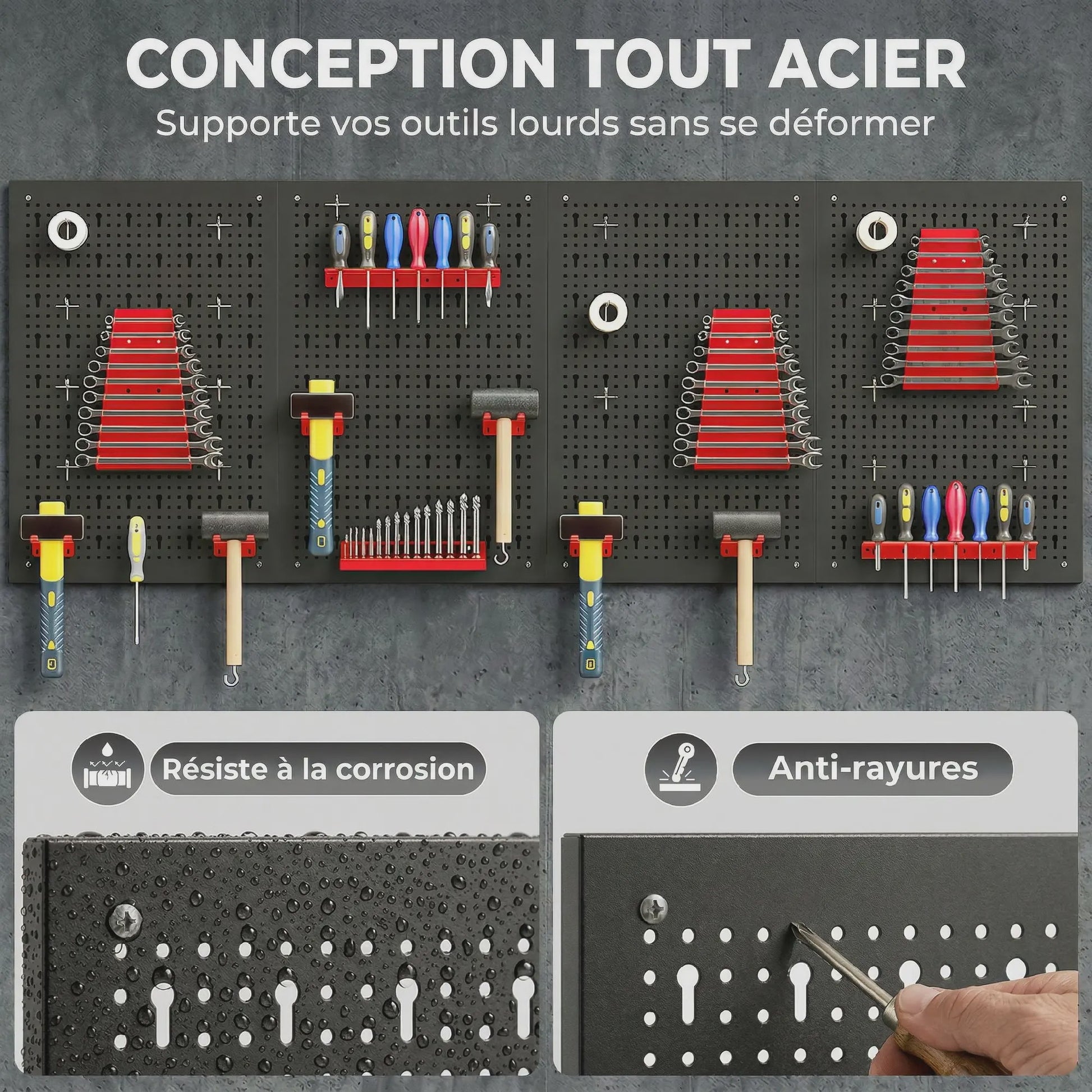 4-delige Metalen Pegboard Organizer Set met Haken en Beugels voor Gereedschap