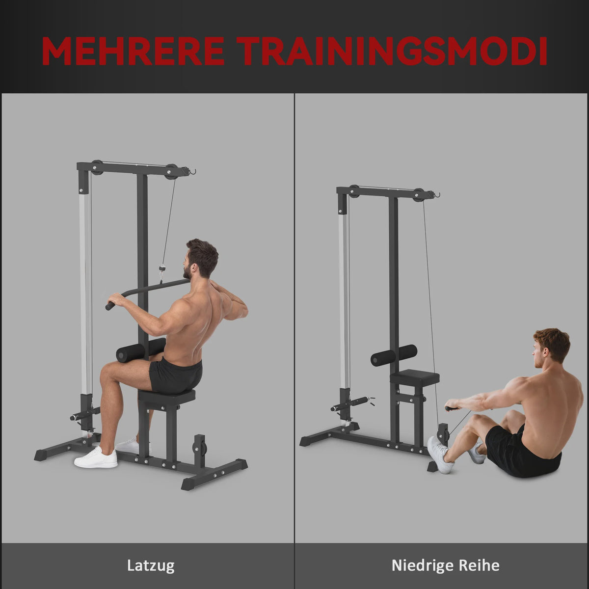 Homcom Krachtstation met Katrol en Verstelbare Zitting - Home Gym Fitness Apparaat