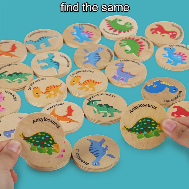 Montessori Dinosaurus Memory Spel - Cognitief Puzzel Spel voor Kinderen