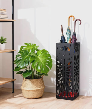 Stijlvolle Metalen Paraplubak met Haak en Opvangbak - Decoratieve Entree Organizer