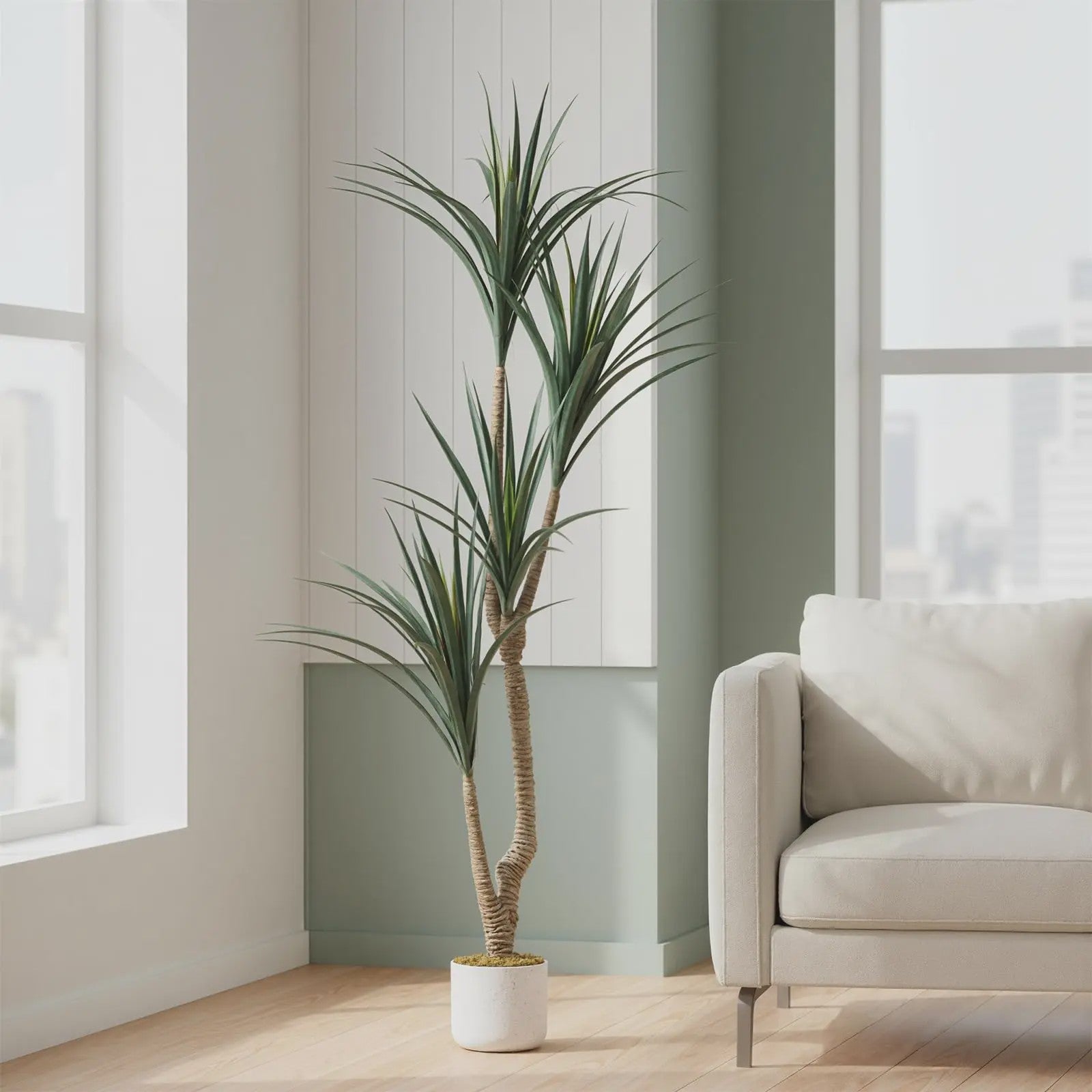 Realistische Kunst Dracaena Marginata Boom - 165cm Hoge Kunstplant in Pot voor Binnen Decoratie