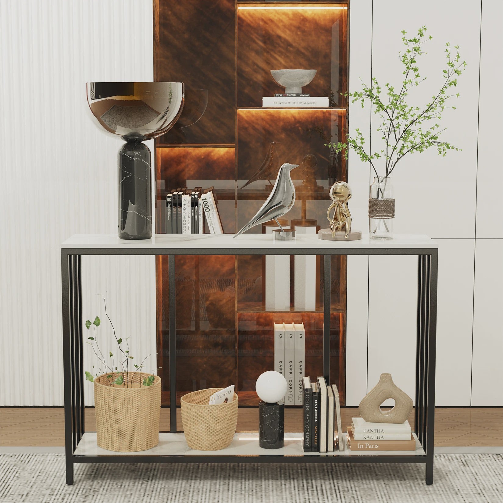 Moderne Console Tafel 120cm met Sintered Stone Top en Metalen Frame