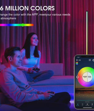 Moderne RGB LED Hoeklamp met Muziek Sync & 16 Miljoen Kleuren - Slim & Sfeervol