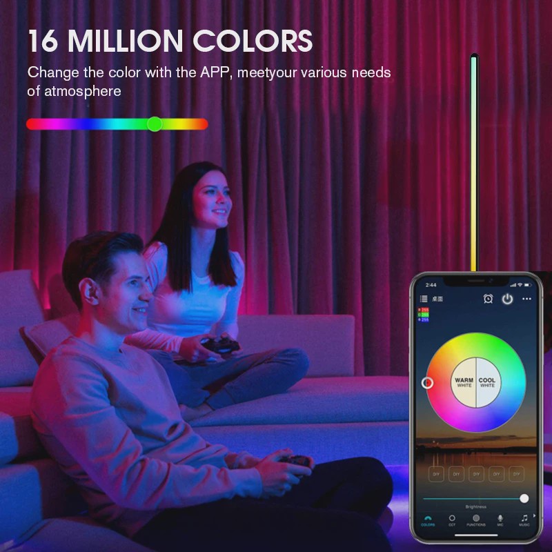 Moderne RGB LED Hoeklamp met Muziek Sync & 16 Miljoen Kleuren - Slim & Sfeervol
