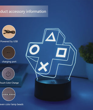 3D Gaming Cross Knop Nachtlamp - Kleurrijke LED Sfeerverlichting voor de Slaapkamer