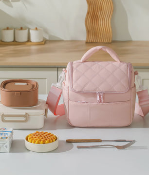 Stijlvolle Nylon Lunchtas - Draagbare Geïsoleerde Lunchbox voor Dames | Houd uw Maaltijd Vers