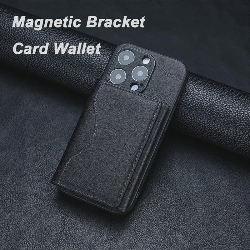 Magnetische Lederen Kaarthouder Wallet voor iPhone 16/15 Serie - Magsafe Compatibel