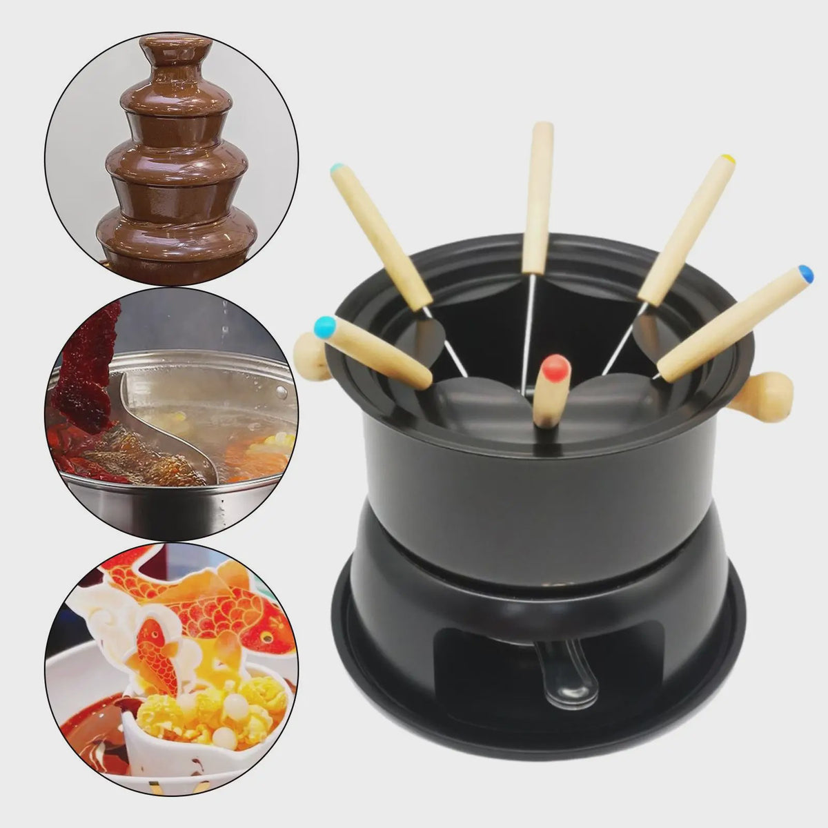 Afneembare Fondueset met 6 Vorken - Voor Chocolade, Kaas & Meer