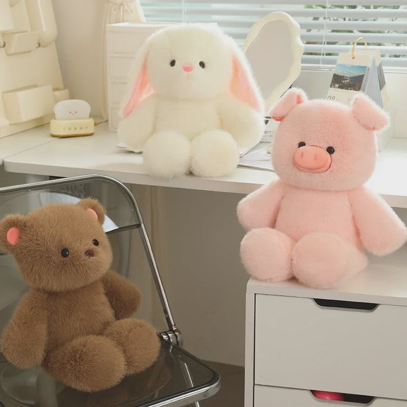 Schattige Pluche Knuffelbeer, Konijn & Varken - Zacht & Knuffelbaar Cadeau